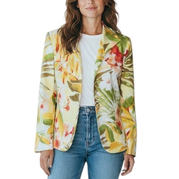 Linda Allard Ellen Tracy Jackets & Blazers - *NWT* Linda Allard Ellen Tracy Lightweight Tropical Floral Blazer Jacket Size 8